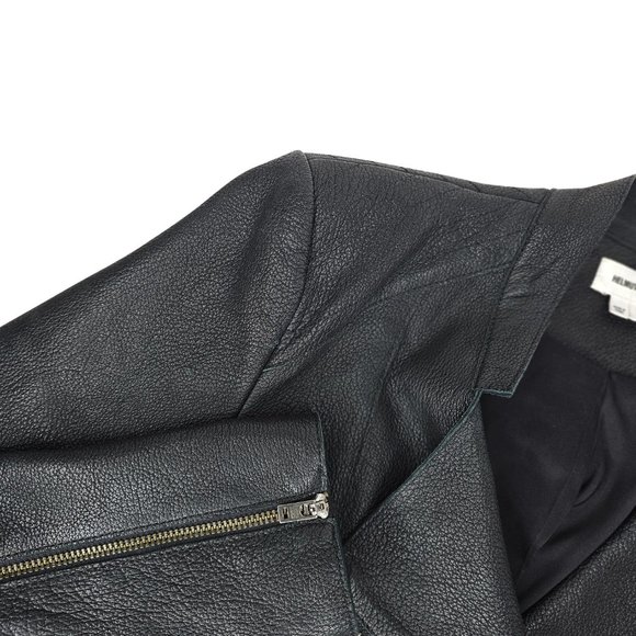 [Sold] HELMUT LANG Black Blistered Asymmetric Crop Leather Jacket | Size M - Picture 8 of 9